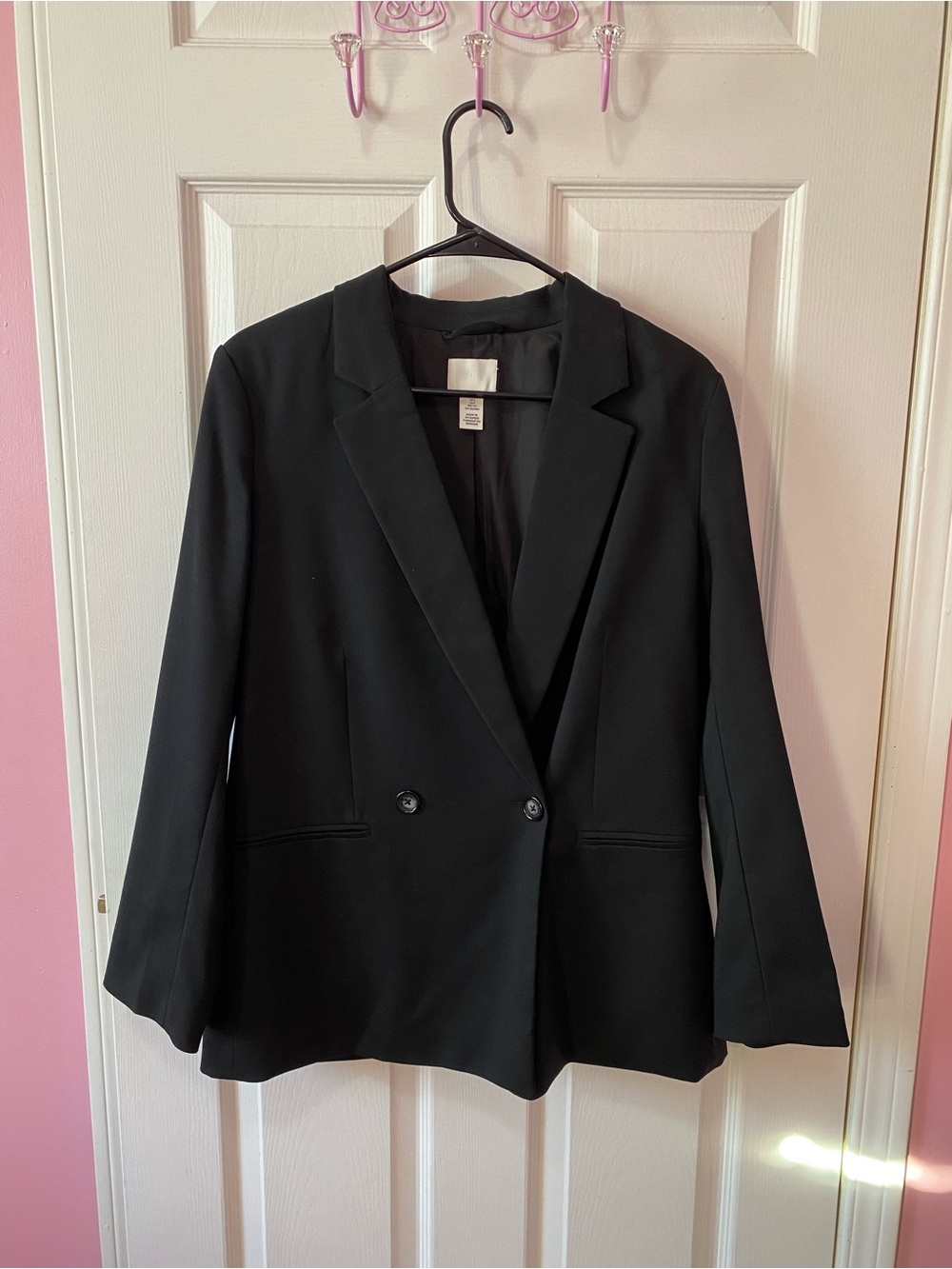 H&M Black Women's Double-Breasted Blazer Jacket
